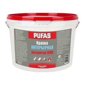 Краска интерьерная негорючая Pufas КМ0 светло-серая (10 л)