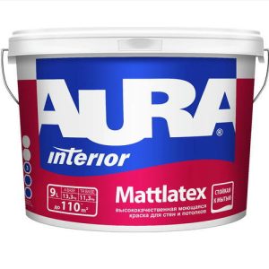 В/Д краска моющаяся AURA MATTLATEX Черный Янтарь (RAL 9005) 9л