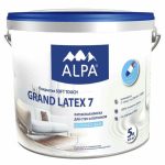 Краска латексная для стен и потолков ALPA Grand Latex 7 полуматовая белая (5л)