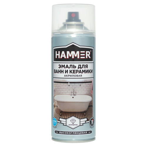 Эмаль аэрозольная HAMMER для ванн и керамики 520мл белая глянцевая