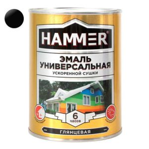 Эмаль алкидная HAMMER ускоренной сушки 0,9кг черная