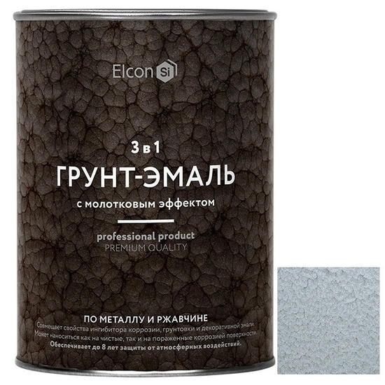 Грунт-эмаль Elcon Smith 3 в 1 с молотковым эффектом серебро 0,8 кг