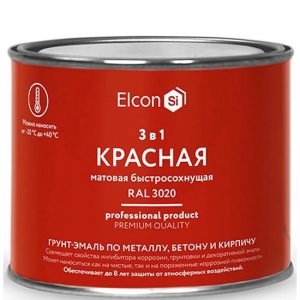 Грунт-эмаль по ржавчине Elcon 3 в 1 матовая Ral 3020 красная 0,4 кг