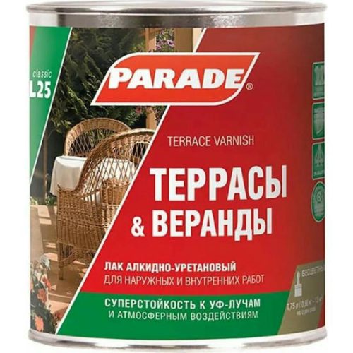 Лак алкидно-уретановый Parade Classic L25 Террасы & Веранды матовый 0,75 л