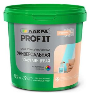 Эмаль универсальная Лакра Prof it ВД База А полуглянцевая 0,9 кг