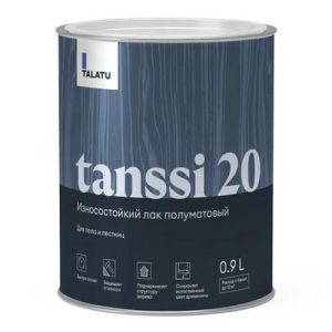 Лак полиуретановый TALATU Tanssi 20 для полов и лестниц п/матовый 0,9 л бесцветный
