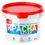Краска акриловая Старатели для стен и потолков, супербелая, 14 кг