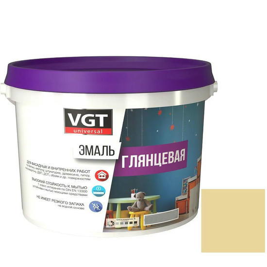 Эмаль универсальная VGT глянцевая Ral 1014 бежевая 2,5 кг