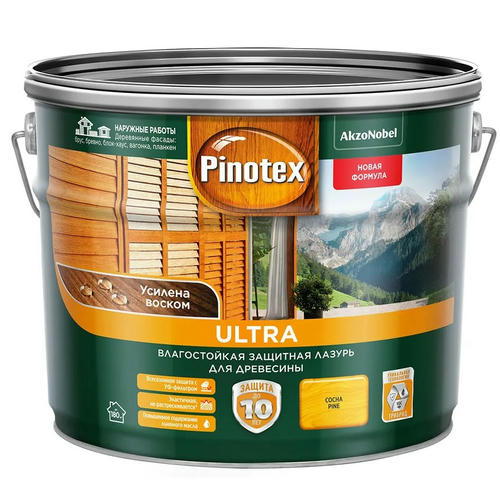Пропитка декоративная для защиты древесины Pinotex Ultra AWB Сосна 9 л — изображение 2