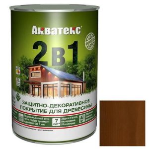 Покрытие алкидное защитно-декоративное для древесины Акватекс 2 в 1 полуматовое Орех 0,8 л
