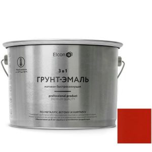Грунт-эмаль по ржавчине Elcon 3 в 1 матовая Ral 3020 красная 2 кг