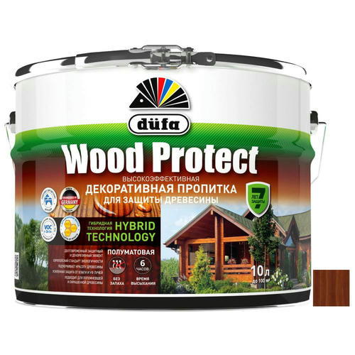 Пропитка декоративная для защиты древесины Dufa Wood Protect махагон 9 л