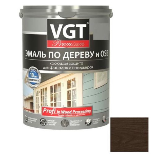 Эмаль по дереву VGT Профи темно-коричневая 2,5 кг