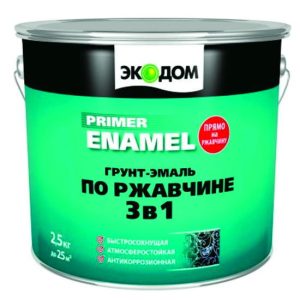 Грунт-эмаль по ржавчине "Экодом" 3 в 1 зеленый мох 2,5 кг (3) "РОГНЕДА"