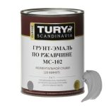 Грунт-эмаль алкидная TURY MC-102 3в1 по ржавчине быстросохнущая 0,9кг серая