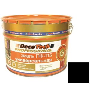 Эмаль DecoTech Professional ПФ-115 Ral 9005 черная глянцевая 10 кг