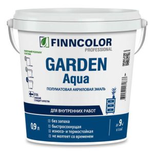 Эмаль акриловая FINNCOLOR Garden Aqua база А полуматовая 0,9л белая