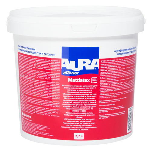 В/Д краска моющаяся AURA MATTLATEX 2,7л — изображение 2