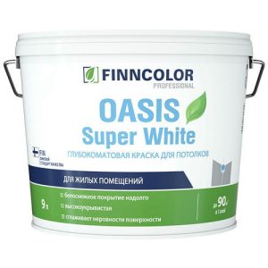Краска в/д FINNCOLOR Oasis Super White для потолка 9л белая