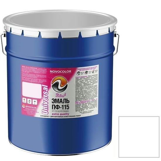 Эмаль Novocolor ПФ-115 белая глянцевая 25 кг