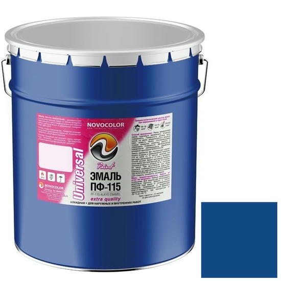 Эмаль Novocolor ПФ-115 синяя глянцевая 25 кг
