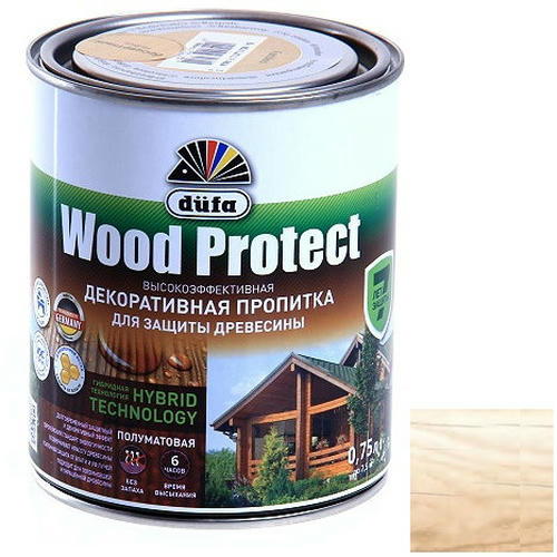 Пропитка для древесины Dufa Wood Protect белая 0,75 л