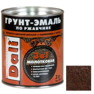 Грунт-эмаль по ржавчине Dali 3 в 1 молотковая шоколадная 2 л