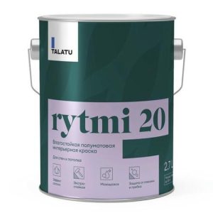 Краска в/д TALATU Rytmi 20 База А влагостойкая полуматовая 2,7 л белая