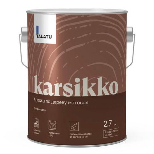 Краска полиакриловая TALATU Karsikko База С по дереву для фасадов 2,7 л бесцветная