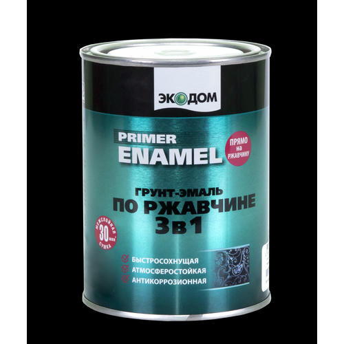Грунт-эмаль по ржавчине 3в1 ЭКОДОМ Красно-коричневый RAL 3009 (0,9кг) — изображение 2