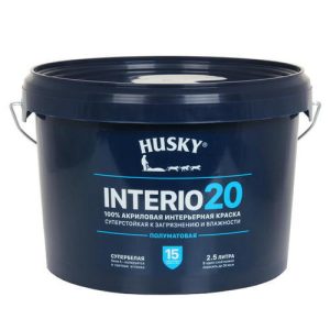Краска акриловая HUSKY INTERIO 20 для стен и потолков база А 2,5л