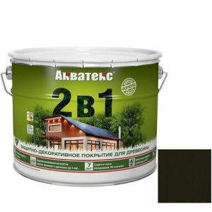 Покрытие алкидное защитно-декоративное для древесины Акватекс 2 в 1 полуматовое Венге 9 л