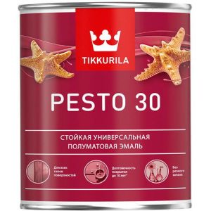 Эмаль универсальная стойкая Tikkurila PESTO 30 A полуматовая белая (0,9л)