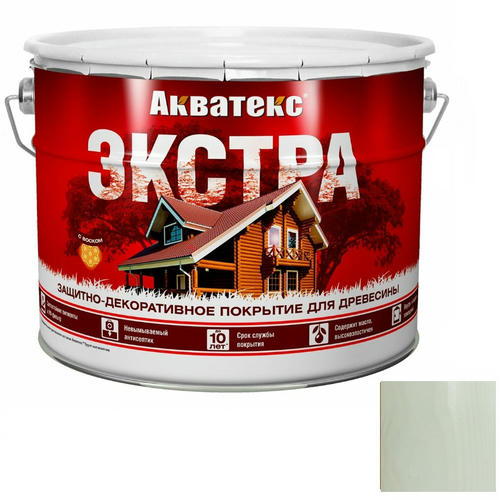 Покрытие алкидное защитно-декоративное для древесины Акватекс Экстра полуглянцевое белое 9 л