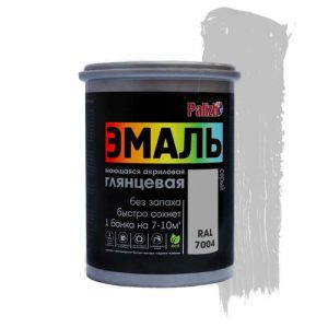 Эмаль акриловая Palizh (глянцевая серая; RAL 7004), 1 кг