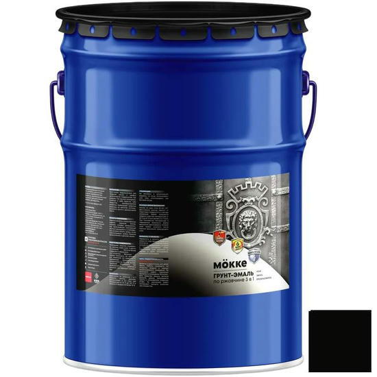 Грунт-эмаль алкидно-уретановая Mokke 01040 3 в 1 черная 20 кг