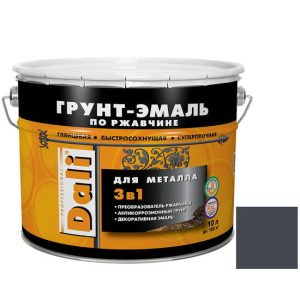 Грунт-эмаль по ржавчине Dali 3 в 1 гладкая RAL 7024 серый графит 10 л