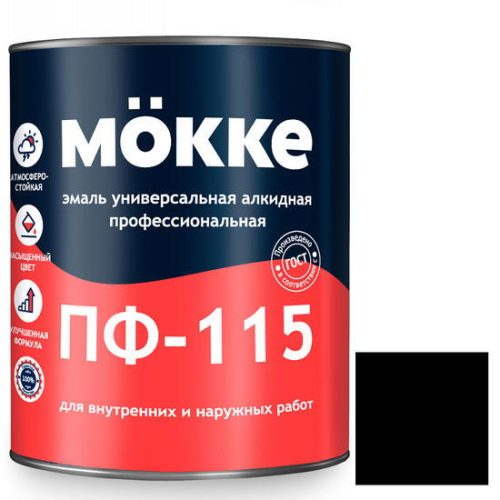 Эмаль алкидная профессиональная Mokke ПФ-115 черная 5 кг