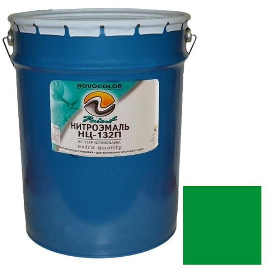 Эмаль Novocolor НЦ-132 ГОСТ глянцевая зеленая 25 кг