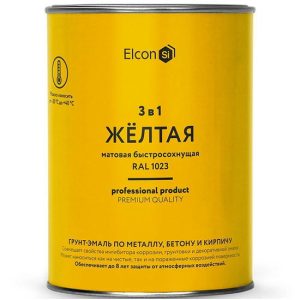Грунт-эмаль по ржавчине Elcon 3 в 1 матовая Ral 1023 жёлтая 0,8 кг