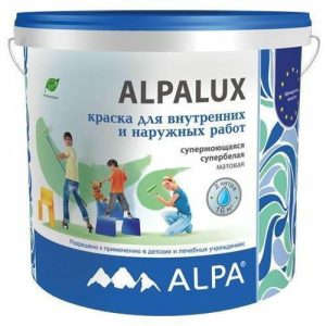Краска акриловая ALPA ALPAlux супермоющаяся матовая белая (2л)
