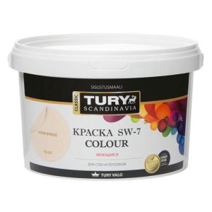 Краска акриловая TURY SW-7 Colour для стен и потолков моющаяся 2,4кг крем-брюле