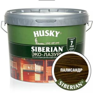 Защит. декор. покрытие HUSKY SIBERIAN ЭКО-ЛАЗУРЬ полуматовый (палисандр) черное дерево 9л