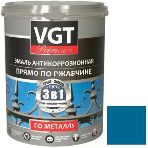 Эмаль антикоррозионная по металлу VGT ВД-АК-1179 Профи 3 в 1 синяя 10 кг