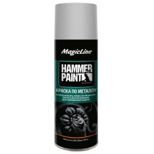Краска аэрозольная magicline по металлу молотковая 265гр серебристая