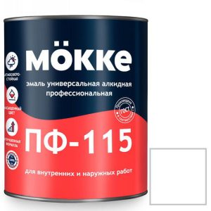 Эмаль алкидная профессиональная Mokke ПФ-115 белая матовая 5 кг