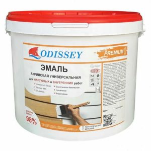 Эмаль акриловая ODISSEY Premium полуглянцевая/матовая снежно-белая 12 кг