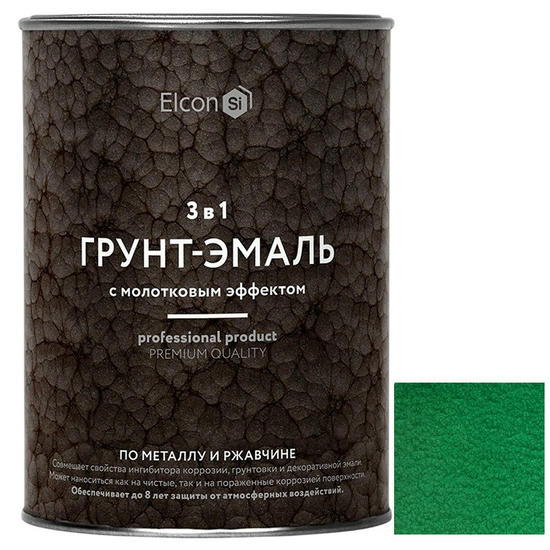 Грунт-эмаль Elcon Smith 3 в 1 с молотковым эффектом зелёная 0,8 кг