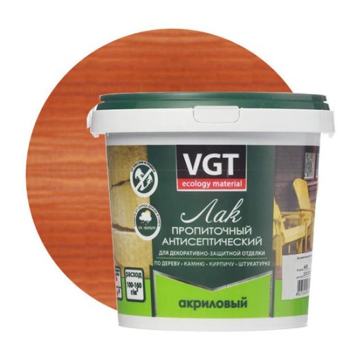 Лак пропиточный с антисептиком VGT махагон 0,9 кг