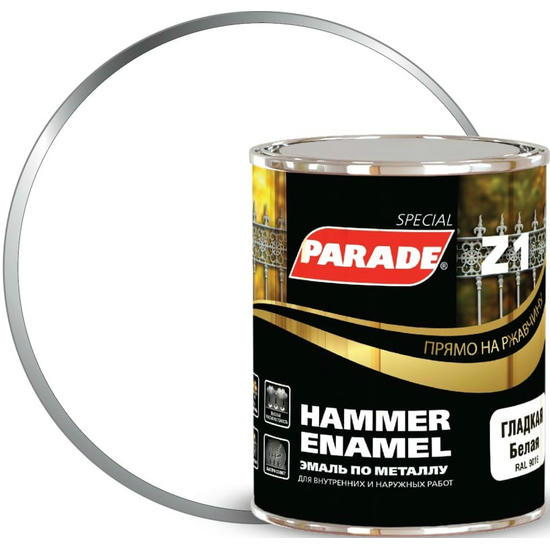 Эмаль по металлу Parade Special Z1 гладкая база А RAL 9016 белая 0,75 л